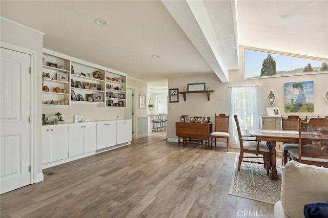 interior space featuring recessed lighting and light wood finished floors