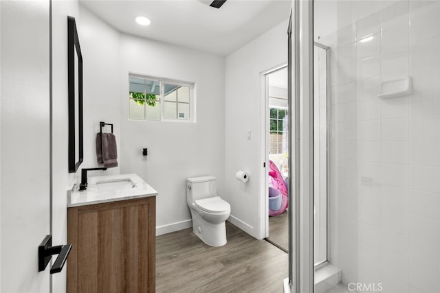 17441 Rayen St, Sherwood Forest, CA 91325 - full bath with vanity, wood finished floors, a tile shower, and toilet