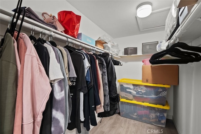 17441 Rayen St, Sherwood Forest, CA 91325 - spacious closet with wood finished floors and attic access