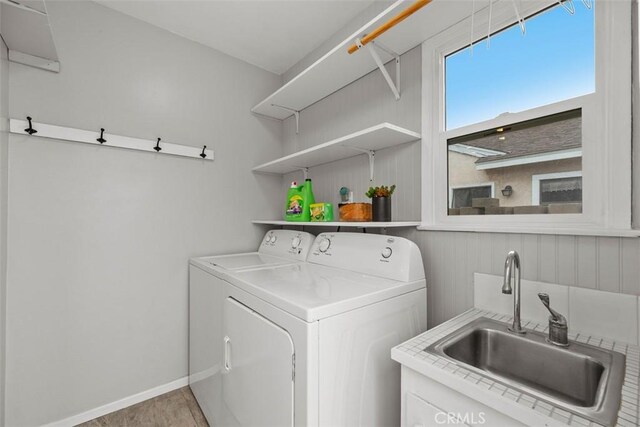 18012 Falda Ave, Torrance, CA 90504 - clothes washing area with laundry area, a sink, baseboards, and washer and dryer