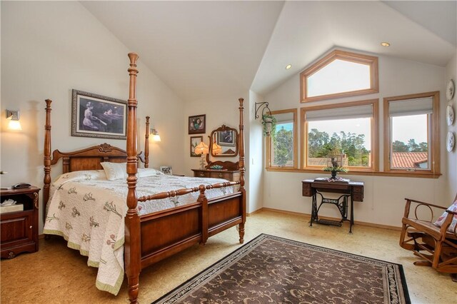1660 Saint Thomas Ave, Cambria, CA 93428 - bedroom with vaulted ceiling and baseboards