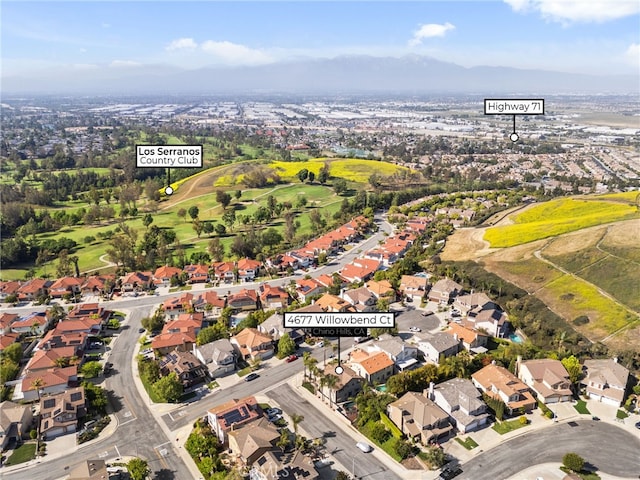 4677 Willow Bend Ct, Chino Hills, CA 91709 - birds eye view of property featuring view of golf course, a residential view, and a mountain view