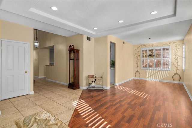 4677 Willow Bend Ct, Chino Hills, CA 91709 - empty room with visible vents, recessed lighting, baseboards, and a tray ceiling