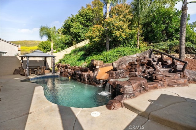 4677 Willow Bend Ct, Chino Hills, CA 91709 - outdoor pool featuring a gazebo, a patio area, and fence