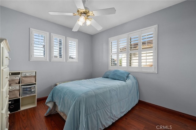 4677 Willow Bend Ct, Chino Hills, CA 91709 - bedroom with baseboards, a ceiling fan, and wood finished floors