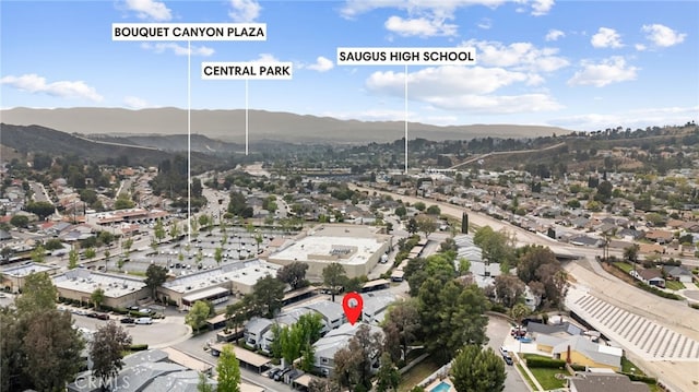aerial view featuring a mountain view