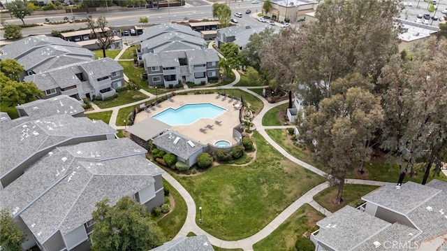 drone / aerial view with a residential view