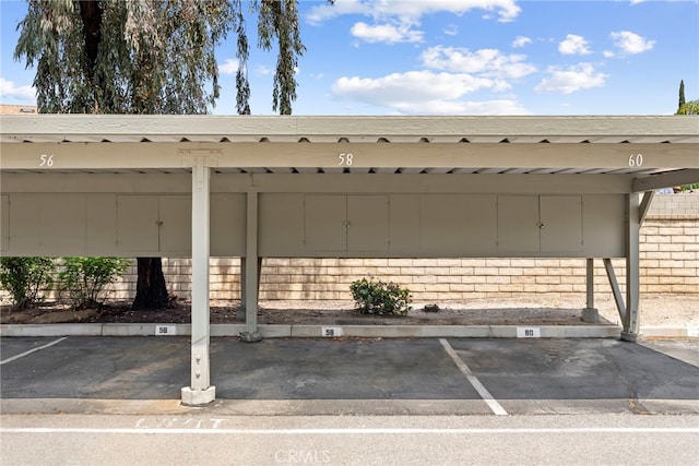 view of covered parking lot
