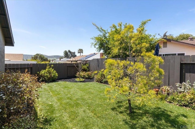 view of yard featuring a fenced backyard