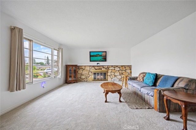 23692 Cavanaugh Rd, Lake Forest, CA 92630 - carpeted living area featuring baseboards and a fireplace