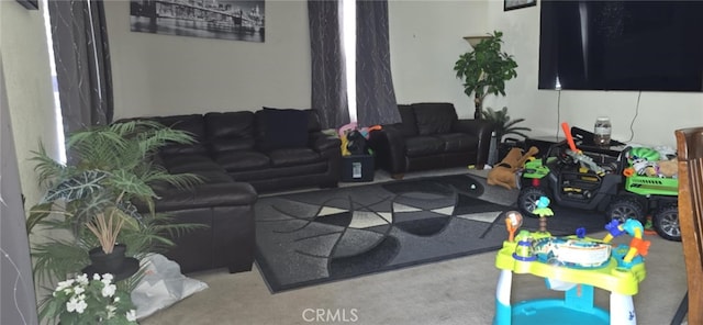 living room with carpet flooring