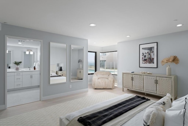 100 Coast Blvd Unit 101, La Jolla, CA 92037 - bedroom featuring recessed lighting, ensuite bathroom, and baseboards