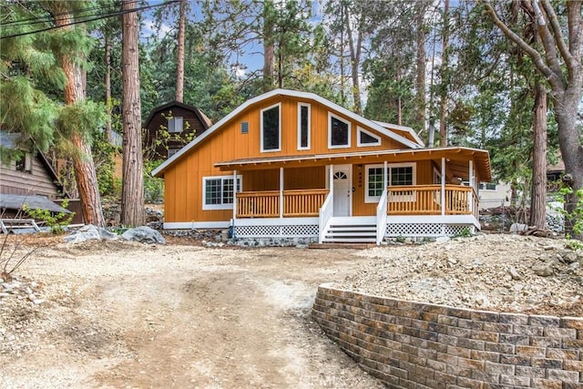 rustic home with covered porch