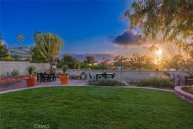 view of yard with a patio area and fence