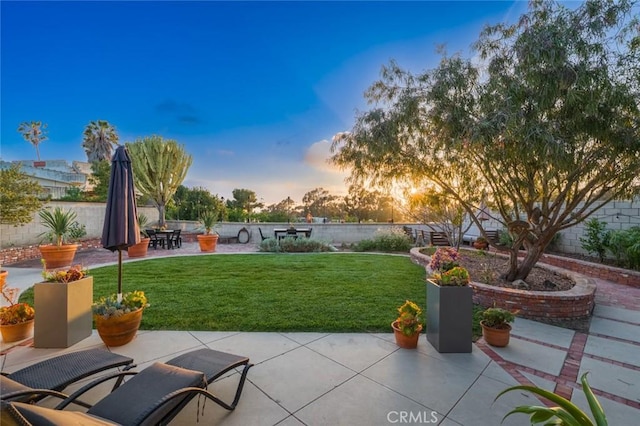 view of patio / terrace featuring a fenced backyard and outdoor dining space