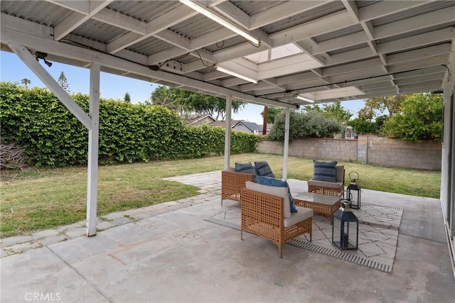 view of patio with a fenced backyard
