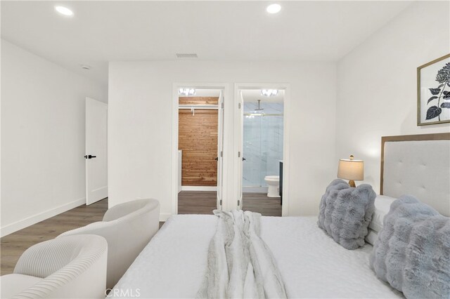 29282 Sonoma Way, San Juan Capistrano, CA 92675 - bedroom with connected bathroom, recessed lighting, baseboards, wood finished floors, and visible vents