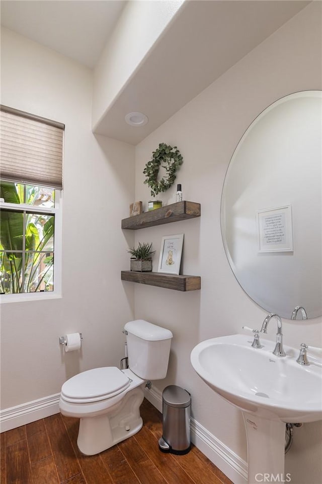 3863 Flowerwood Ln, Fallbrook, CA 92028 - bathroom featuring wood finished floors, toilet, and baseboards