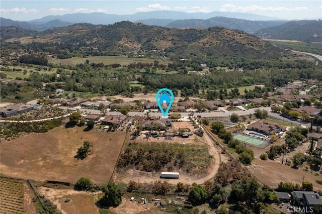 drone / aerial view with a mountain view