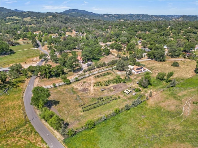 drone / aerial view with a mountain view