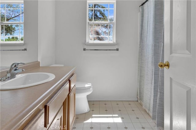 9121 San Diego Rd, Atascadero, CA 93422 - full bath with vanity, a shower with shower curtain, and tile patterned flooring
