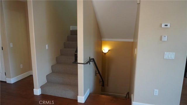 600 Morro Bay Blvd Unit 302, Morro Bay, CA 93442 - staircase featuring baseboards and wood finished floors