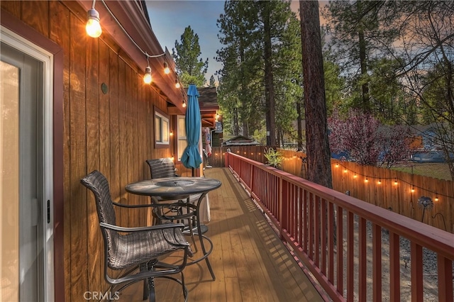 deck featuring a fenced backyard