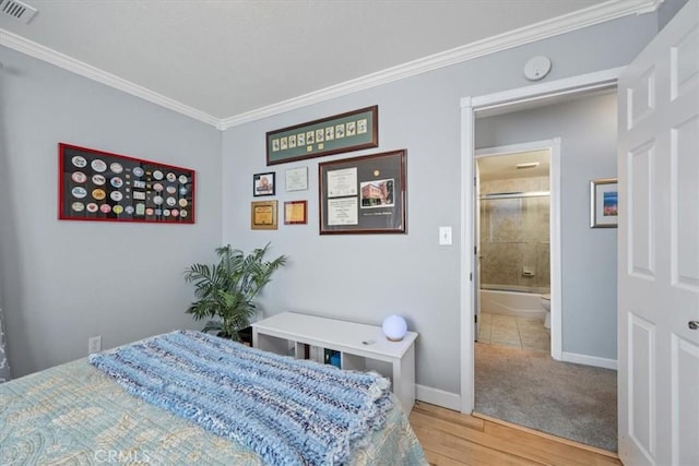 1585 Saratoga Ave, Grover Beach, CA 93433 - bedroom with ornamental molding, baseboards, and wood finished floors