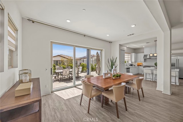 1776 Canyon Oaks Ln, Lake Forest, CA 92610 - dining space featuring light wood-type flooring, recessed lighting, and baseboards