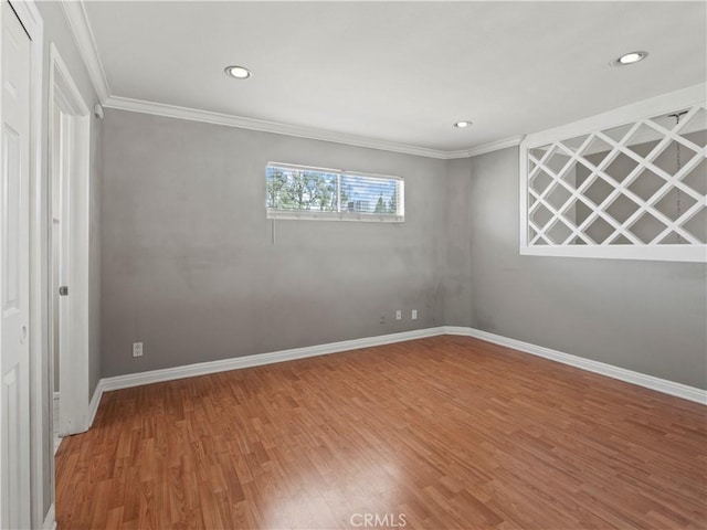 4301 Fulton Ave Unit 303, Sherman Oaks, CA 91423 - spare room with wood finished floors, crown molding, recessed lighting, and baseboards