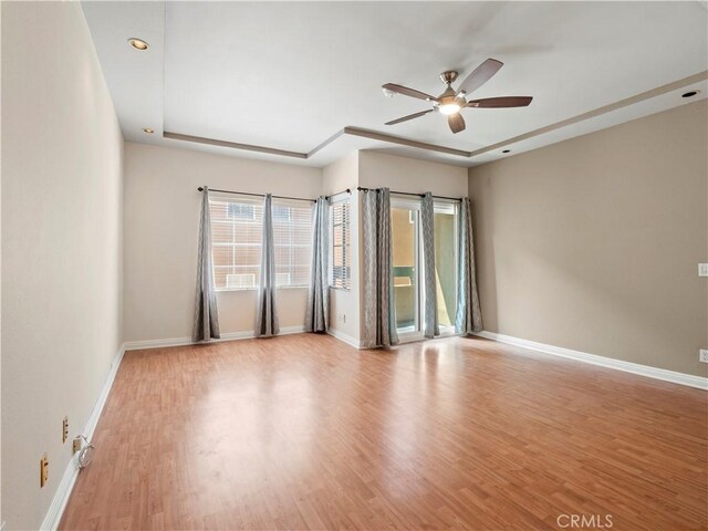 4301 Fulton Ave Unit 303, Sherman Oaks, CA 91423 - unfurnished room featuring a ceiling fan, wood finished floors, and baseboards