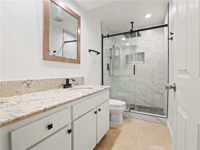 4301 Fulton Ave Unit 303, Sherman Oaks, CA 91423 - full bath featuring vanity, toilet, a shower stall, and recessed lighting