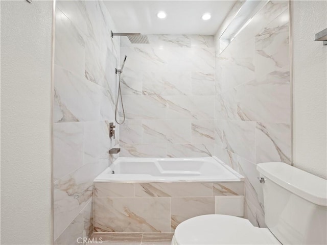 4301 Fulton Ave Unit 303, Sherman Oaks, CA 91423 - bathroom with toilet, recessed lighting, and tiled shower / bath combo