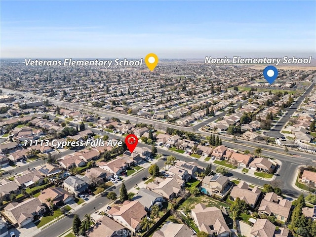 aerial view with a residential view