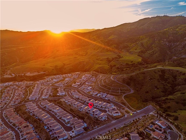 20526 W Overlook Ct, Porter Ranch, CA 91326 - aerial view at dusk of a mountain view