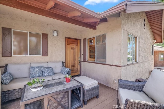 exterior space featuring outdoor lounge area