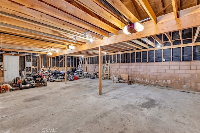 view of unfinished basement