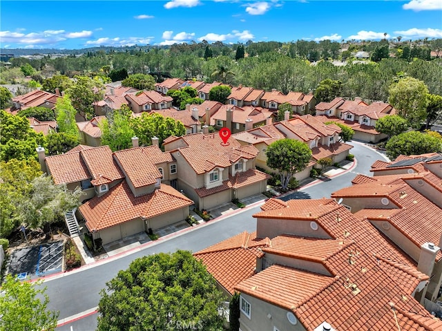 drone / aerial view with a residential view