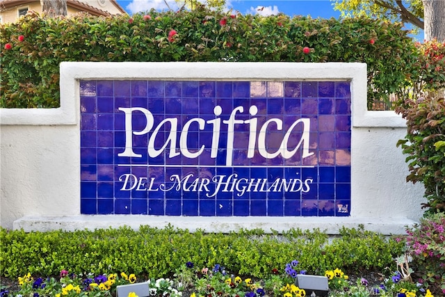 view of community sign