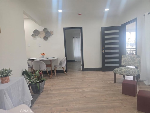 3311 E 4th St, Los Angeles, CA 90063 - foyer entrance featuring baseboards, recessed lighting, and wood finished floors