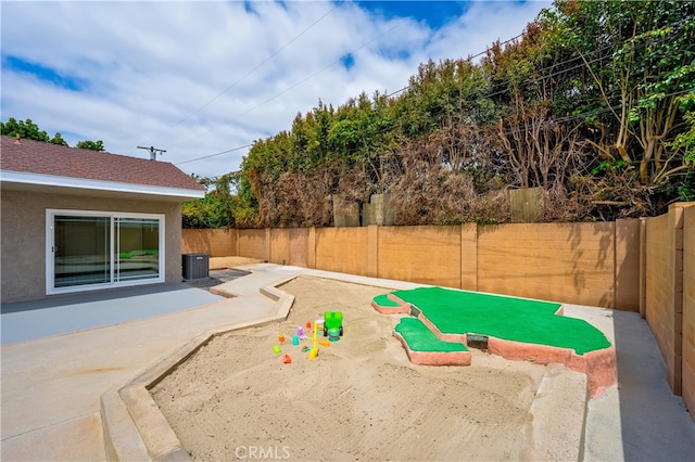 5449 E Fairbrook St, Long Beach, CA 90815 - exterior space with cooling unit, a fenced backyard, and a patio area