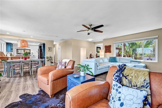 1864 Winterwarm Dr, Fallbrook, CA 92028 - living room featuring wood finished floors and ceiling fan
