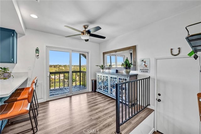1864 Winterwarm Dr, Fallbrook, CA 92028 - interior space featuring wood finished floors, a ceiling fan, and recessed lighting