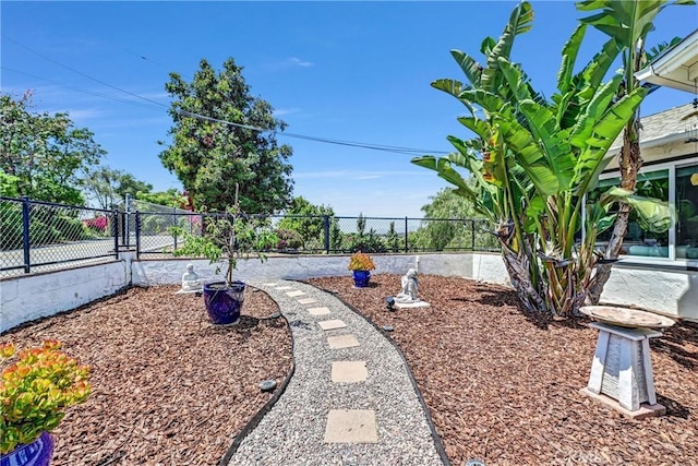 view of yard featuring a fenced backyard