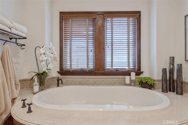 bathroom with a bath and a wealth of natural light