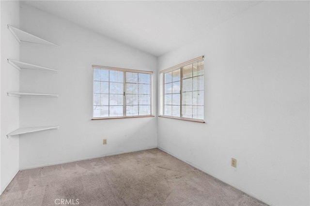 carpeted spare room featuring vaulted ceiling and a wealth of natural light