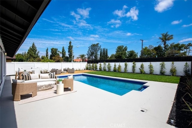 24531 Bunbury Dr, Lake Forest, CA 92630 - view of pool featuring a patio, a fenced backyard, an outdoor hangout area, and a fenced in pool