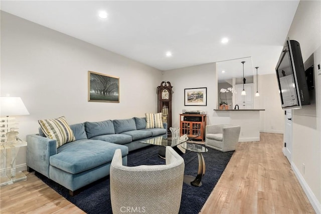 655 Via Colinas, Thousand Oaks, CA 91362 - living room featuring light wood-type flooring, recessed lighting, and baseboards