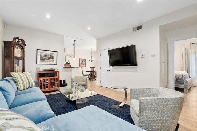 655 Via Colinas, Thousand Oaks, CA 91362 - living room featuring light wood-style flooring, recessed lighting, and a chandelier