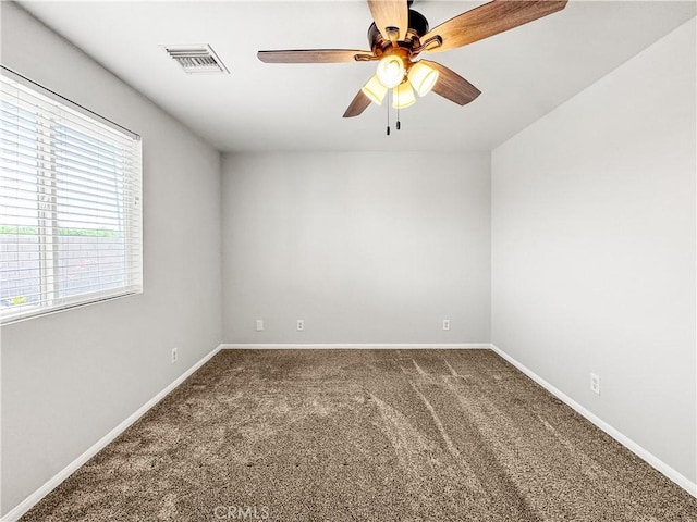 509 Kristi Ln, Blythe, CA 92225 - empty room with a ceiling fan, baseboards, visible vents, and carpet